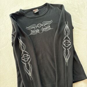 Y2K 2005 Harley Davidson Womens S/M Catania Italia Black Long Sleeve - READ